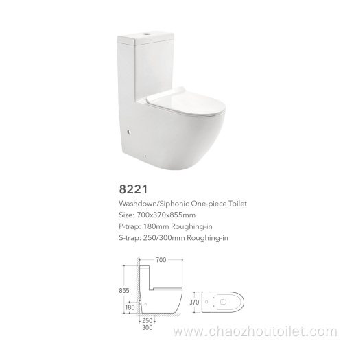 one piece toilet elongated bowl easy clean